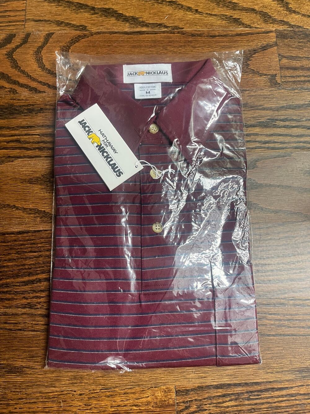 VTG Jack Nicklaus Hathaway Polo Shirt M Deadstock Stripe Cotton Japan NWT
